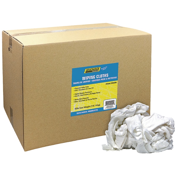 Seachoice Recycled White Knits Wiping Cloths, 40-lb. Box 90030 - main